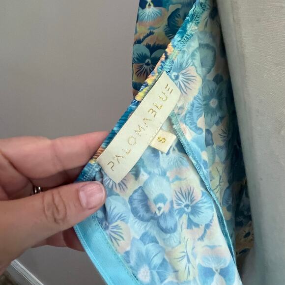 Paloma Blue Romantic Long Blue Floral Sleeve Isla Midi Dress Size Small - Picture 8 of 11